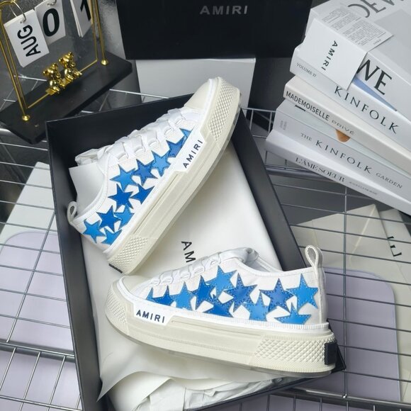 AMIRI Round-toe cowhide platform canvas shoes - Picture 1 of 6